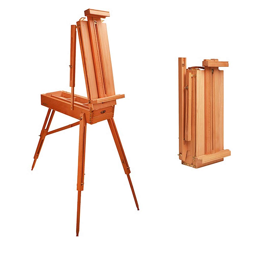 MYUYEE Easel Stand Adjustable Foldable Tripod Sketch Box With Pallete - Hold Canvas Upto 34.6" For Artists Painting Drawing Display Exhibition