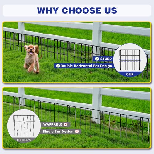 35 Panels Garden Fence Animal Barrier, 38 Ft(L) X 13 in(H) No Dig Fence for Dogs, Upgrade 1.2in Gap Garden Border Ground Defense, Rustproof Metal Outdoor Wire Fencing for Dogs, Rabbits by NANYEZH - Image 5