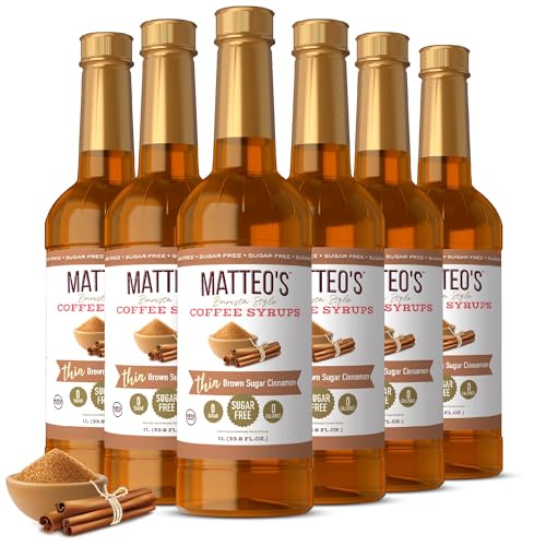 Matteo's Brown Sugar Cinnamon Syrup for Coffee & Desserts – 33.8oz, 6 Pack