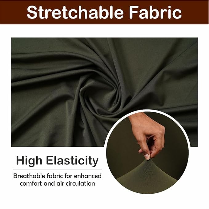 Image of Eleganta Stretch Boss Office Chair Cover Printed Computer Chair Covers with Armrest Cover Universal Removable Spandex Rotating Chair Slipcovers Soft Desk Chair Seat Protector Olive Green (Pack of 1)
