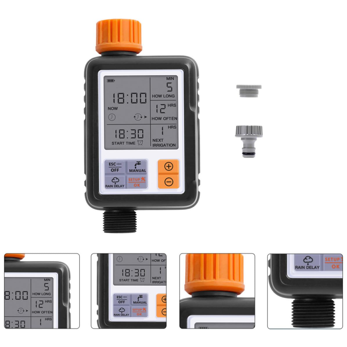 Timer Irrigazione Giardino Automatico Nero in Plastica, Ip65