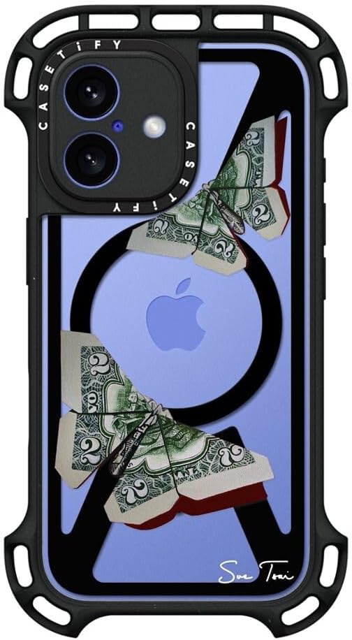 CASETiFY Ultra Bounce Case for iPhone 16 [Shockproof / 32.8 ft. 10X Military Grade Drop Protection/Compatible with Magsafe] - Moneyfly iPhone Case - Clear Black - Image 3