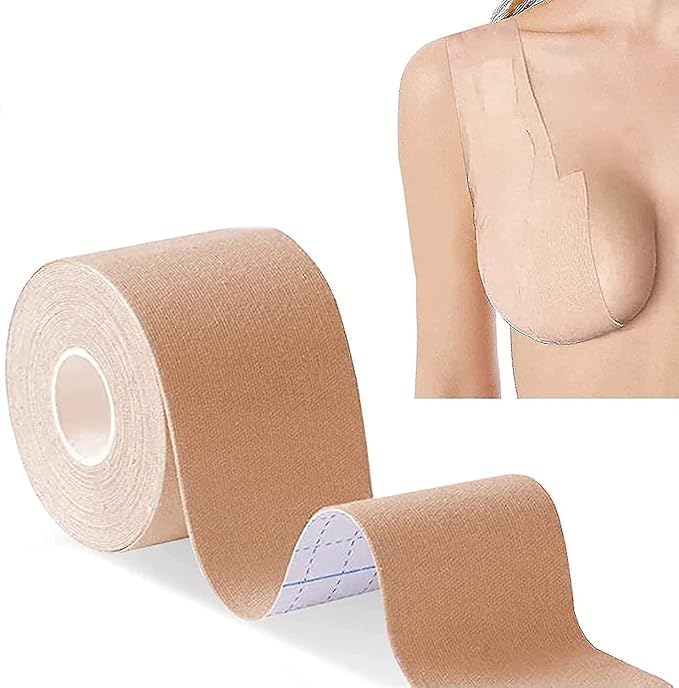 Boob Tape with Silicone Nipple Cover Multipurpose Body Tape for Women Push Up & Lifting Breast Tape Breast Lift Bra Tape for Nipple Cover Reusable Beige-image-25