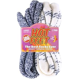 HOT FEET Thermal Socks For Women for Cold Weather – Thick Warm Winter Hiking Heat Insulated Socks, Women’s sizes 4–10.5
