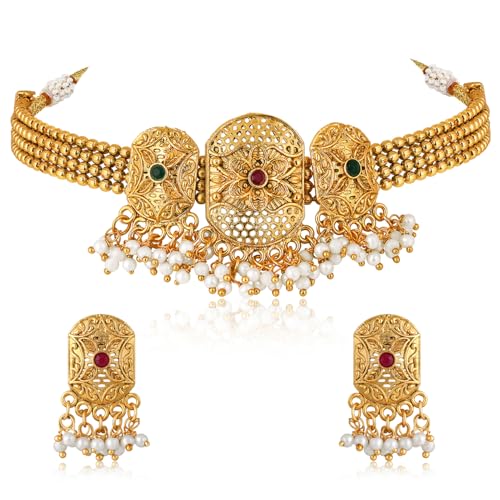 Image of Peora Gold Plated Bridal Jewellery Set with Kamarband Gift for Women Indian Traditional Ethnic Wedding