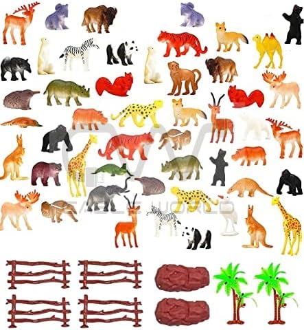 Cable Worldยฎ Realistic Mini Animal Figure Toy - Farm Animals Toys & Wild Animals Toys for Kids Animal Figure Playset Small Size (31 Pcs)