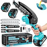 SINPY Mini Chainsaw Cordless 8000mAh 6-Inch Portable Electric Chainsaws with 2 Chains Small Chain Saws Handheld for Wood/Tree Cutting, Gardening Gift for Dad Husband Women Men - Image 7