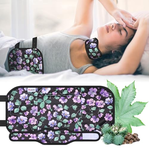 Image of 2 Pack Castor Oil Pack Wrap, Organic Cotton for Liver Detox, Reusable Compress Highly Absorbent Anti Oil Leak, Multiflora Rose (Oil Not Included)