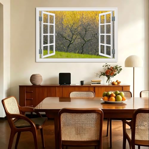 Cuadro lienzo efecto ventana de montañas para una decoración moderna en tu salón 2