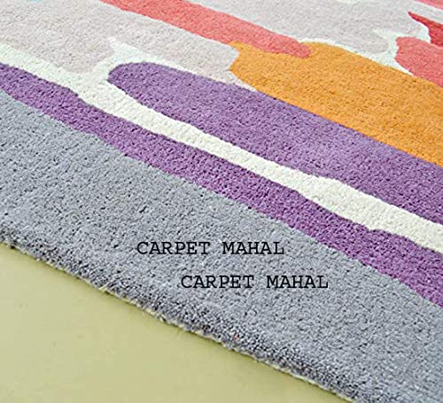 Image of Carpet Mahal Export Quality Handmade Tuffted Pure Woollen Carpet for Living Room Bedroom Size 5 x 8 feet (150X240 Cm) Color-Multi