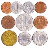 Hobby of Kings 10 Germany Coins from East and WEST Europe: Pfennig, Mark 1948-2001
