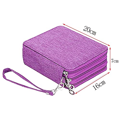 Image of Gullor Large Capacity 3 Layers Pencil Bag Pencil Holder Organizer - 78 Slots for Colored Pencils, Purple
