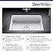 DeerValley Undermount Kitchen Sink 27 inch, White Fireclay Farmhouse Sinks, Single Bowl Large & Deep Basin Drop-in Sink with Bottom Grid and Strainer