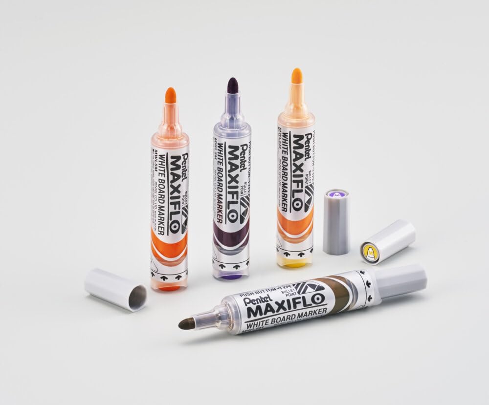 Pentel Maxiflo markery do tablic suchościeralnych, stożkowe, szerokie, brązowe, 12 sztuk