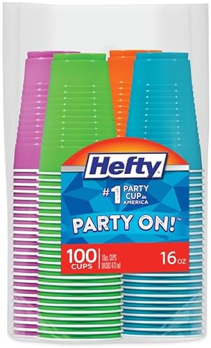 Miniatura 4 de Hefty Easy Grip - Vasos de plástico desechables para fiestas, 16 onzas, colores surtidos, 100/paquete, 4 paquetes/cartón