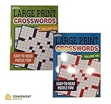 Large Print Crossword Puzzles for Adults (2 Books) 80 Challenging Mental Strategy Games for Men, Women | Home and Travel Use | Minimize Eye Fatigue, Strain