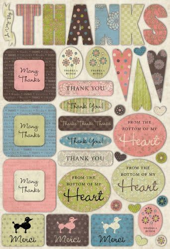 KAREN FOSTER Design Acid and Lignin Free Scrapbooking Sticker Sheet, Thank You