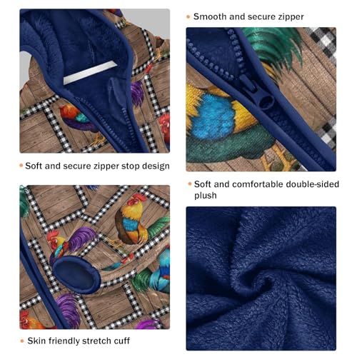 Colorful Roosters Rustic Plaid Boy Winter Coat Comfy Snow Jacket for Boys 3T3