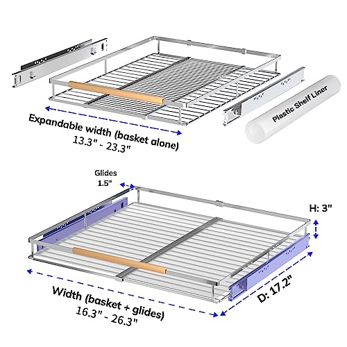 Kikibro Pull Out Drawer Cabinet Organizer, Expandable Slide Out Storage Shelves For Cabinets, Under Sink And Wardrobe, Opening Size Required 16.3"~26.3" 1 Pack #TOP1