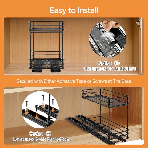 Miniatura 7 de Vinato Organizador Deslizante De Especias De 2 Niveles Estante Para Especias Con Guías, Organizador De Cocina Para Armario 26x15x21,8 Cm
