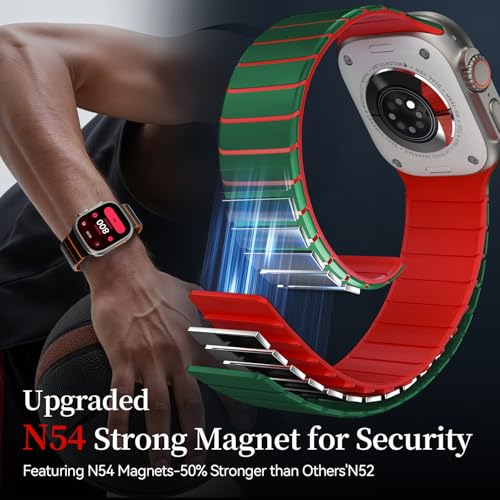 Image of X-it Magnetic Watch Band for Apple Watch Ultra 49mm, 46mm /45mm /44mm, Silicone Sport Strap with Strong Magnet for Men and Women, Compatible with Apple Watch Series 11 /10 /9 /8 /7 /6 /5 /4 /3 /2 /1 and SE
