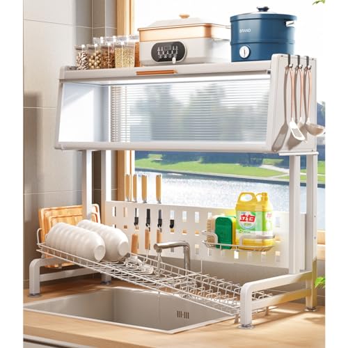 VdUck Scolapiatti - 3-Tier Regolabile Sopra Il Lavello Asciugatura Scaffale Sopra Il Contatore Per Countertop Storage Utensil Holder Home Kitchen Space Saver Organizer
