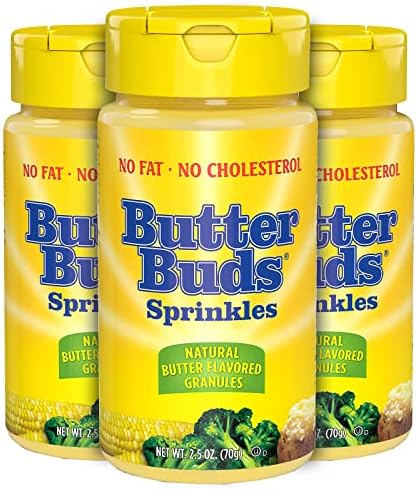 Butter Buds Sprinkles - Butter Flavor Granules - Natural - Gluten-Free - Lightly Salted Fat-Free Butter Substitute, 2.5oz (Pack of 3)