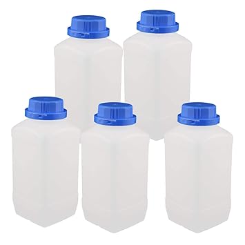 ELECTROPRIME 5 Pcs 1500ml Plastic Square Wide Mouth Chemical Sample Reagent Bottle Thickening
