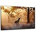 Produktbild Feeby. Wandbild - 1 Teilig - 80x120 cm, Leinwand Bild Leinwandbilder Bilder Wandbilder Kunstdruck, Hirsch, Wald, Natur, BRAUN