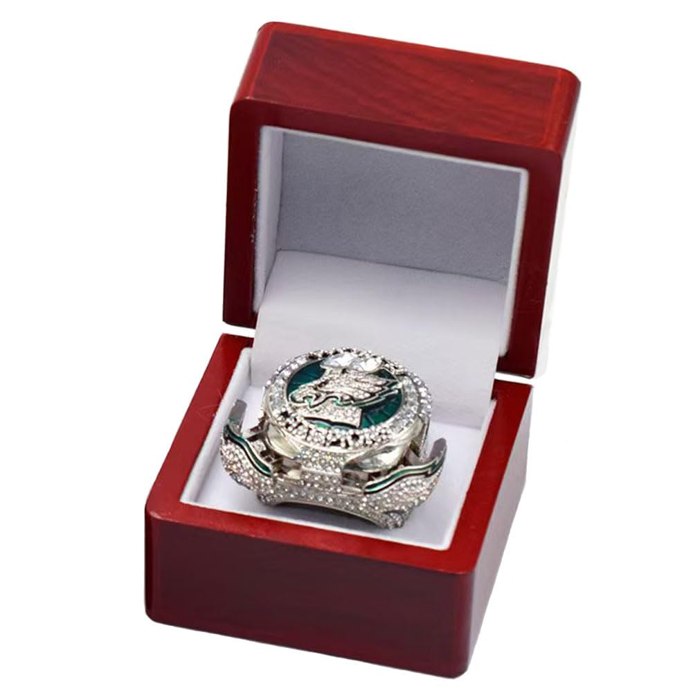 Ringe Der Weltmeister 2025 Eagles Football Championship Ring Mit Box Rugby Trophy Collection Sportsieger-Souvenir Fans Freund Alumni