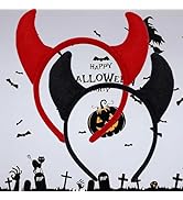 Devil Horns Halloween Headband,2 Pcs Black Devil Horns and Red Devil Horns Headband, Halloween He...