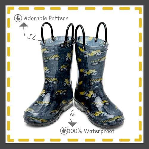 Image of Outee Toddler Kids Adorable Lightwight Waterproof Rain Boots Light Up by Steps