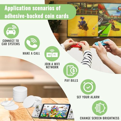 Image of Timeskey 10pcs NFC Tags NTAG215 Stickers - Programmable NFC Business Cards, Compatible with iPhone and TagMo, with Adhesive Back