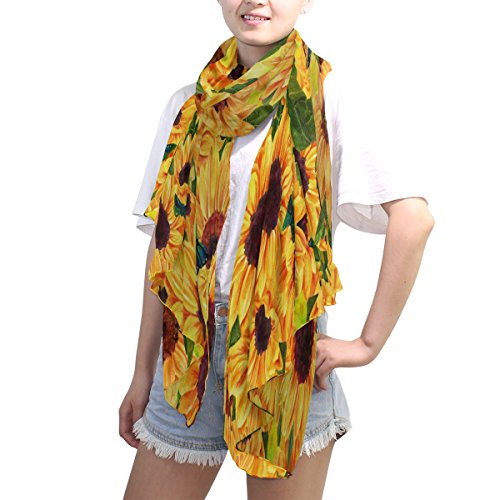 Use4 Fashion Watercolor Sunflower Butterfly Chiffon Long Scarf Shawl Wrap #TOP3