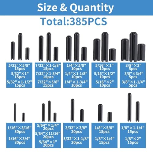 AIMUNOK 385-Piece Roll Pins Assortment - Image 2