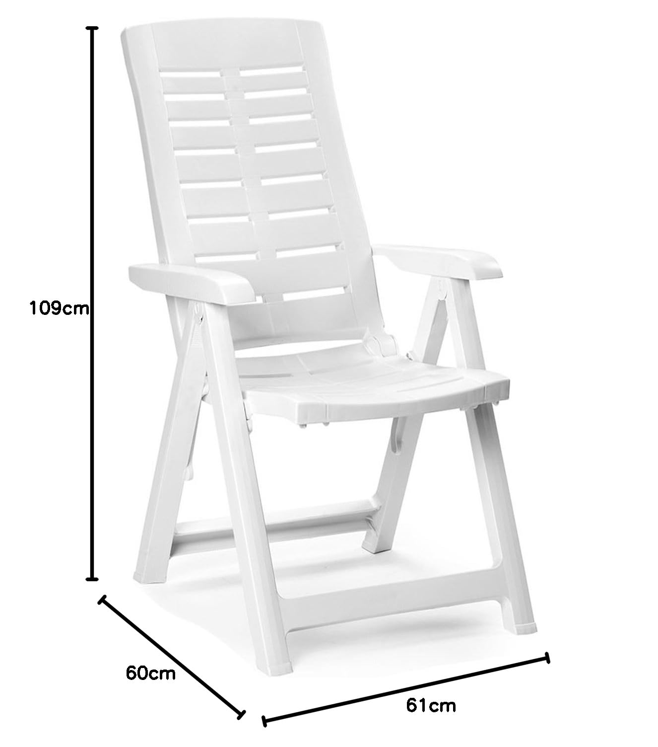 Mojawo Hochlehner - Klappstuhl, Campingsessel für Terrasse, Garten, Balkon und Camping - 5-Fach Verstellbarer Gartenstuhl - Positionsstuhl - Weiß