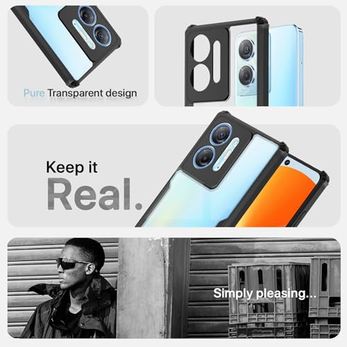 Image of Pikkme Infinix HOT 30 5G Back Cover | Crystal Clear Transparent Back | Ultra Hyrbid | Full Camera Protection | Raised Edge | Bumper Back Case (Black)