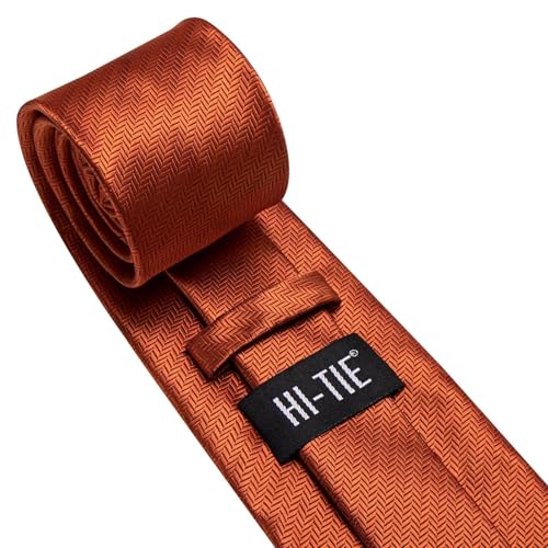 Image of Hi-Tie 70 inches Ties for Men Silk Extra Long Necktie and Pocket Square Cufflinks Set Men Big and Tall Tie Business