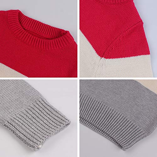 Suéter infantil Peecabe de manga comprida, gola redonda, pulôver de algodão, suéter de malha para be