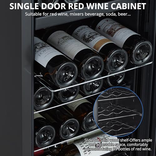 39 Bottle Wine Cooler, Mini wine fridge/Cabinet, Beverage Refrigerator, Digital Temperature Control, Freestanding Dual Zone, Tempered Glass Door, Quiet refrigerator for bedroom Home Kitchen Office
