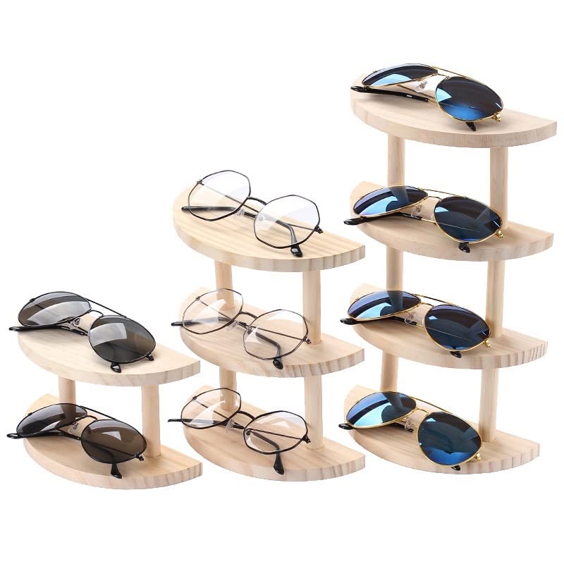 UNNS Stojak na okulary okulary ekspozycyjne stojak organizer okulary ekspozytor uchwyt na biżuterię drewniany stojak na okulary przeciwsłoneczne (kolor: 2 warstwy)