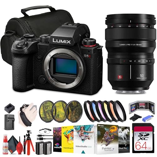Panasonic Lumix S5 II Mirrorless Camera (DC-S5M2BODY) + Panasonic Lumix S 24-105mm Lens + 64GB Memory Card + Filter Kit + Color Filter Kit + Corel Photo Software + DMW-BLK22 Battery + Bag + More