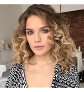 Nuxovin Chocolate brown human hair wig, short curly hair, water ripple texture Breathable wig, he...