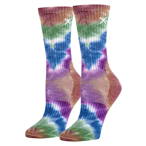 Image of Odd Sox - Basix Unisex Tie Dye Collection Crew Socks - Soft Cotton Blend, Breathable Cushioned Fit, Medium & Large Sizes