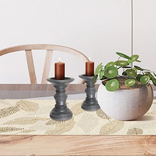 Light & Pro Hand Crafted Wooden Pillar Candle Holders, Ideal For Led And Pillar Candles, Gifts For Wedding, Party, Home, Spa, Reiki, Aromatherapy, Votive Candle Gardens - 6 Inch Set Of 2 - Dark Grey #TOP6