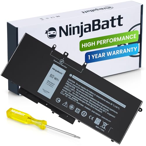 NinjaBatt 60Wh GJKNX Laptop Battery for Dell Latitude 5580 5480 5YHR4 5280 5288 5488 5590 5591 5490 5491 5495 E5480 E5580 E5490 E5590 Precision 15 3520 3530 Series GD1JP DY9NT [60Wh 7.6V]