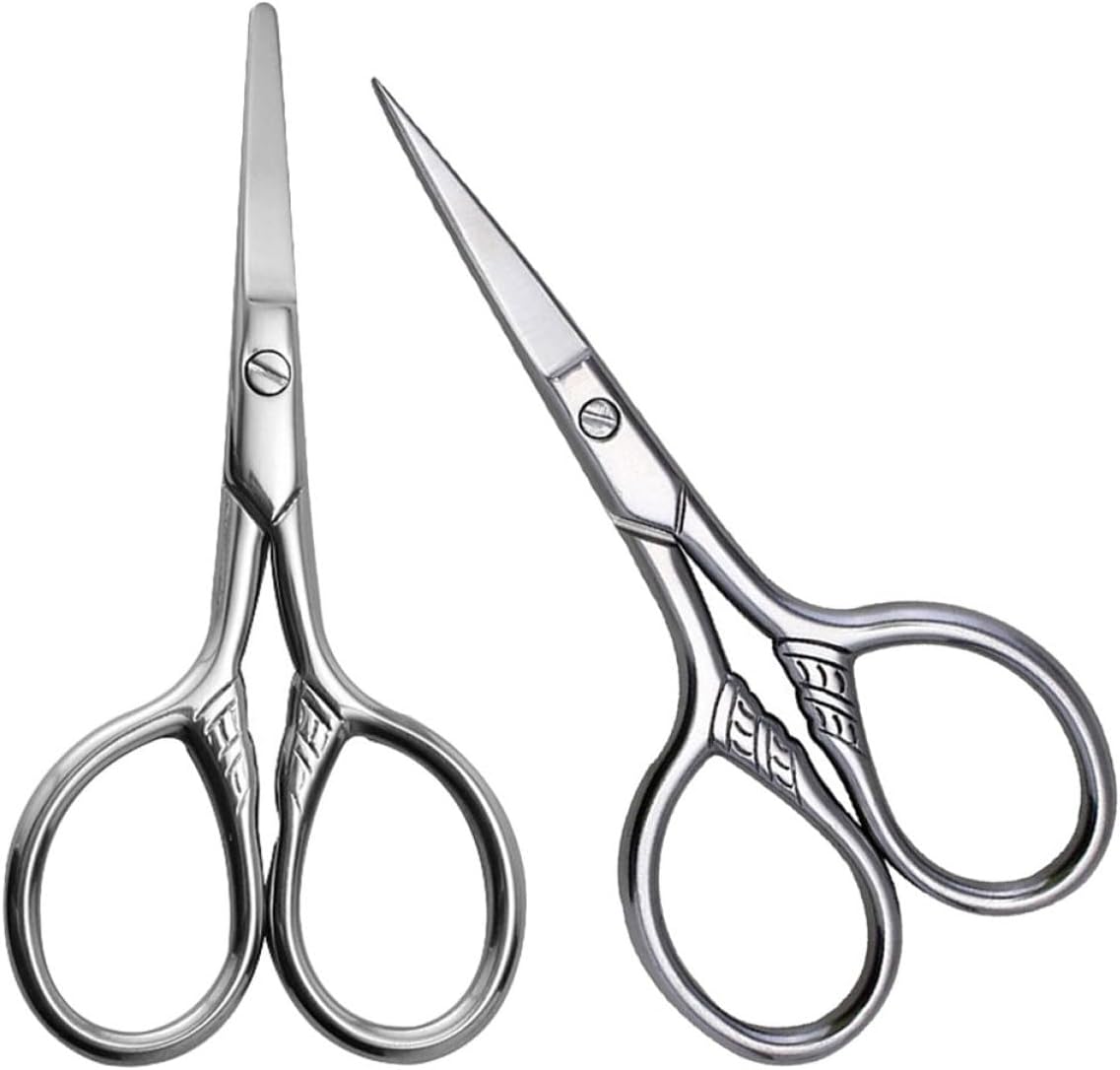NOLITOY 8pcs Eyebrow Scissors Stainless Steel Facial Hair Trimming Tools for Men Women Precision Eyebrow Grooming Scissors Rounded Tips for Safe Use for Face Hair Care