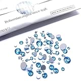Mixed Sizes Aquamarine Lake Blue Czech Preciosa Maxima Crystal Flatbacks 100 Pieces Assorted 2mm to 6mm ss5, ss7, ss9, ss12, ss16, ss20, ss30 No Hotfix Round Rhinestones DIY Bling Deco Nail Arts