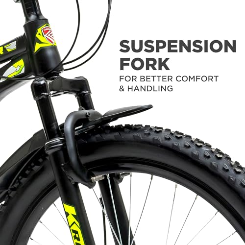 Image of KROSS Trekker 27.5T Unisex Matt Black Multispeed (Shimano 21-Speed) MTB | Steel Frame with Dual Disc Brakes and Front Suspension Fork | Ideal for 15+ Years