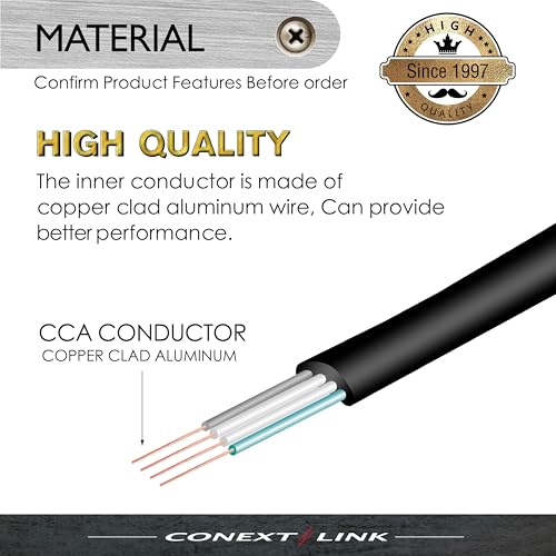 Conext Link RJ11 4P4C Modular Telephone Handset Cable Receiver Coil Cord Wire (7 Feet, Black) (33240)